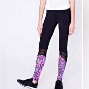 Ivivva Cool Urbanite Leggings Mesh Details Pink Black Pants Girls Size 14